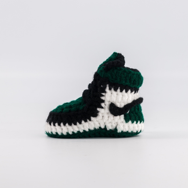 Pine Green — handmade crochet baby shoes