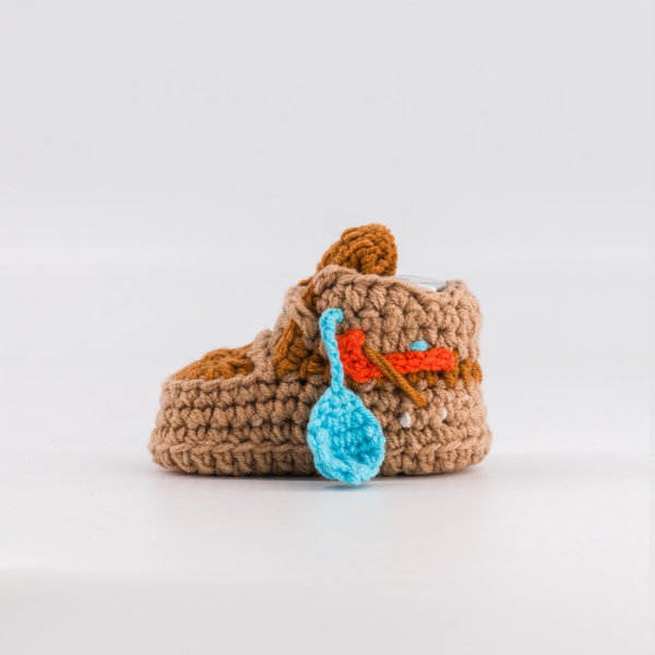 Cream Cushion — handmade crochet baby shoes