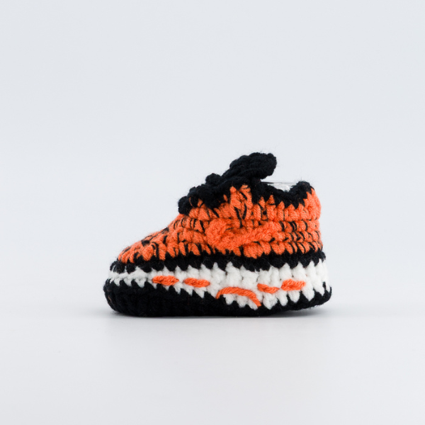 Orange Wave — handmade crochet baby shoes