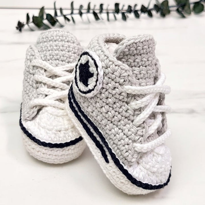 Canvas Heather — handmade crochet baby shoes