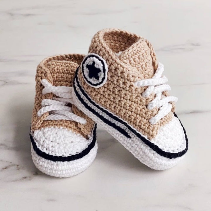 Canvas Tan — handmade crochet baby shoes