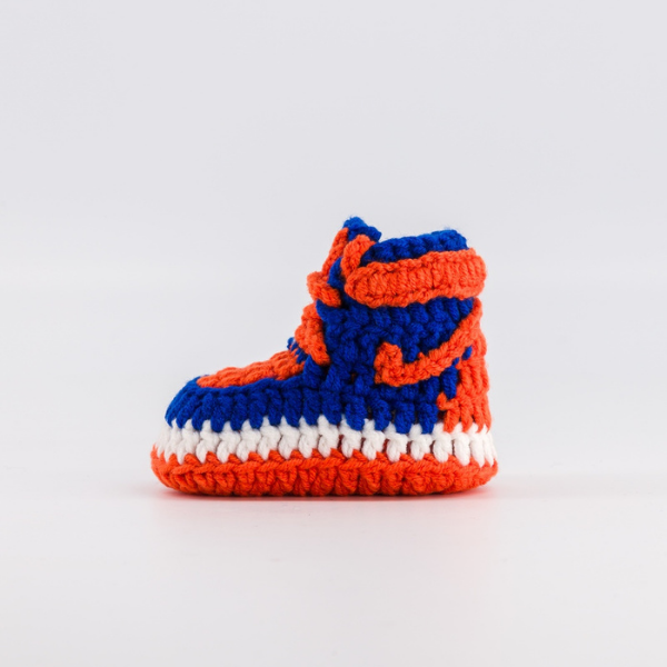 Blue Orange — handmade crochet baby shoes