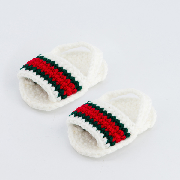 Cream Slide — handmade crochet baby shoes